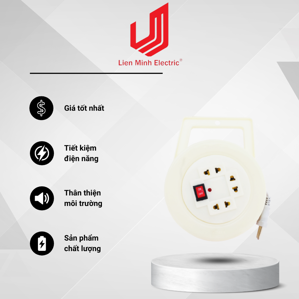Ổ cắm quay 3 lỗ - 1 công tắc - 2200V